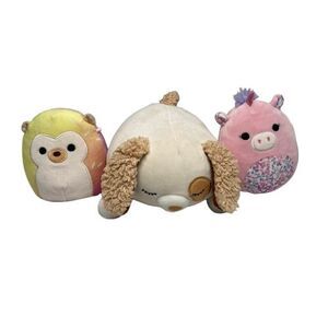 Squishmallows‎ Lot of 3 Bowie Hedgehog,  Mikah Unicorn, Harrison Dog Plush Toys